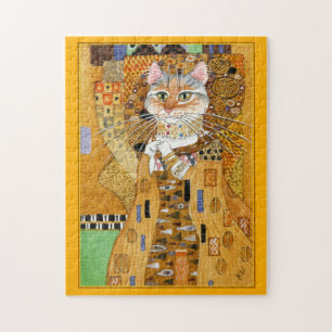 Klimt Dourado Gato de quebra-cabeça de quebra-cab