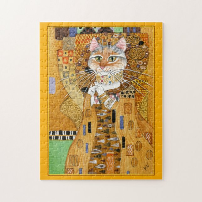 Klimt Dourado Gato de quebra-cabeça de quebra-cabe (Vertical)