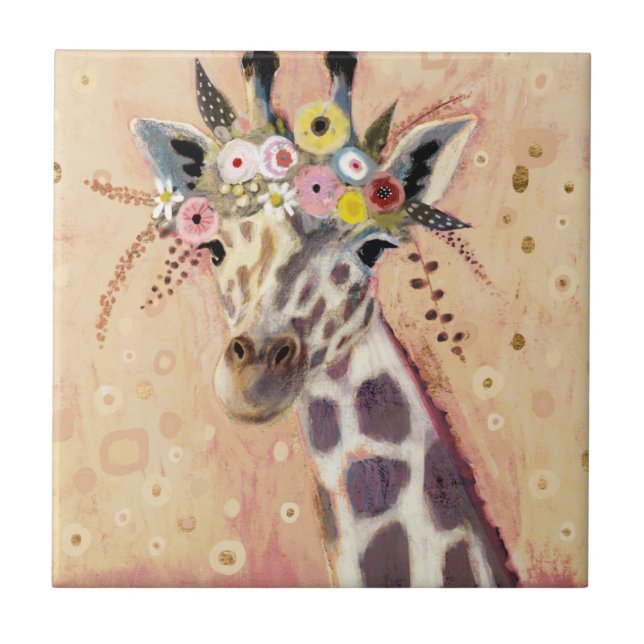 Klimt Giraffe | Adornada Em Flores (Frente)