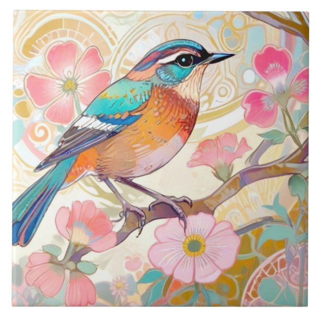 Klimt Oriental Asian Art Nouveau Inspo Floral Bird (Frente)