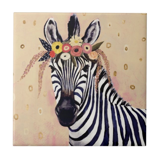 Klimt Zebra | Adornada Em Flores (Frente)