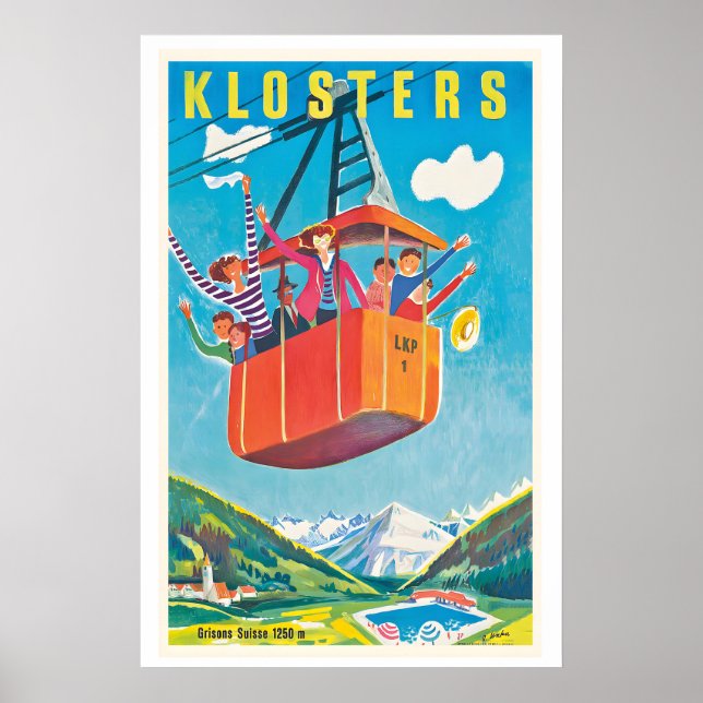 Klosters Grisons Switzerland Vintage Travel Poster (Frente)