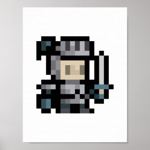 Knight De 8 Bits 16x16 Sprite Pixel Art Poster