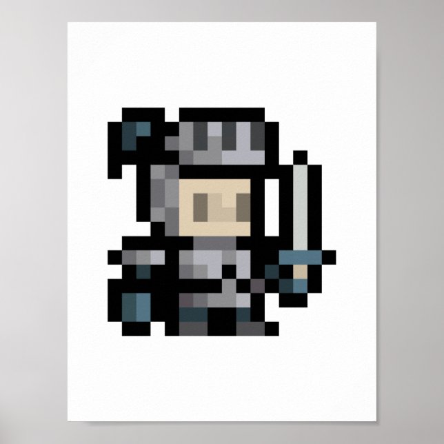 Knight De 8 Bits 16x16 Sprite Pixel Art Poster (Frente)