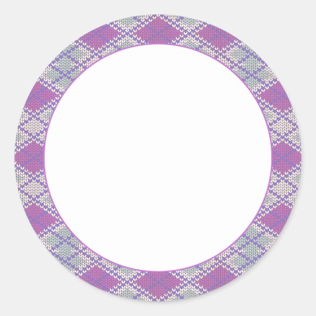 KNIT DE ARGYLE LILAC 1,5" adesivos redondos (Frente)
