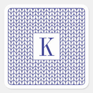 KNIT de LINHA AZUL Pequenos Adesivos Quadrados + I