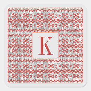 KNIT NIT VERMELHO - Pequenos Adesivos Quadrados +