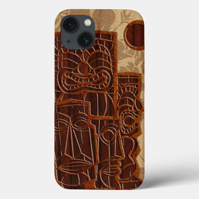 Koa Wood Tiki Sun Surfboard Mini Retina (Verso)