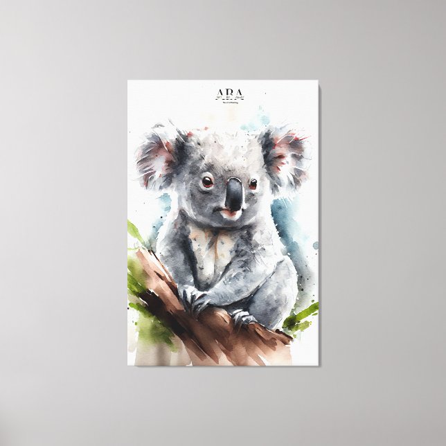 Koala - Impressão de Tela Estendido por Mola Aquar (Frente)