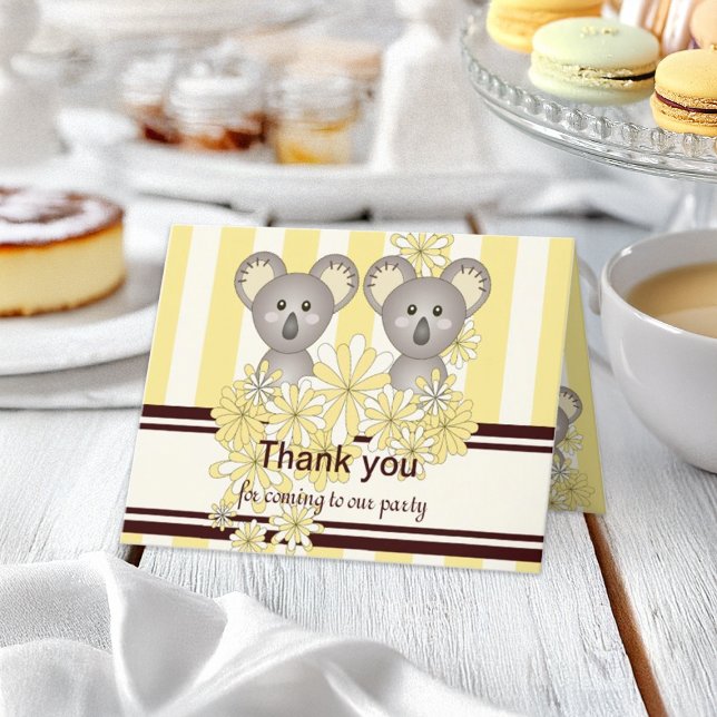 Koala Twin Birthday / Cartões de agradecimentos Ch (Criador carregado)
