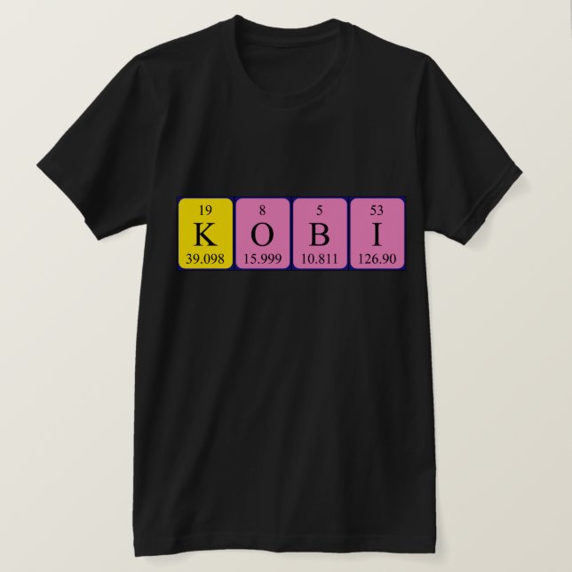 Kobi - Camisa de nome de mesa periódica (Frente do Design)