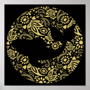 Koi Carp Fish Black Dourada Art Impressão