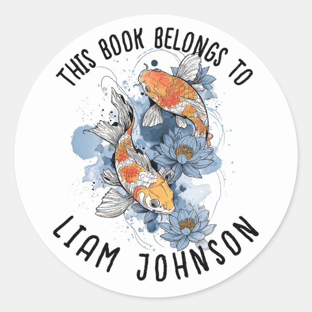 Koi Fish Lotus Sticker | Etiqueta de Volta à Escol (Frente)