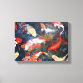 Koi Fish Pond, Abstrato, Oil Painting Impressão