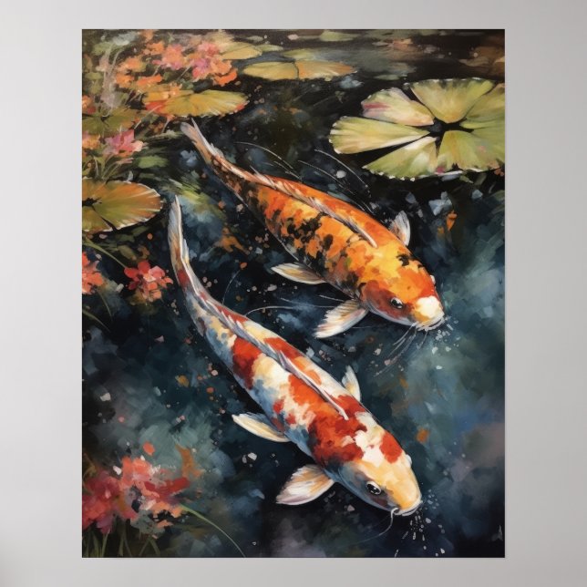 Koi Fish Pond Art Impressão (Frente)