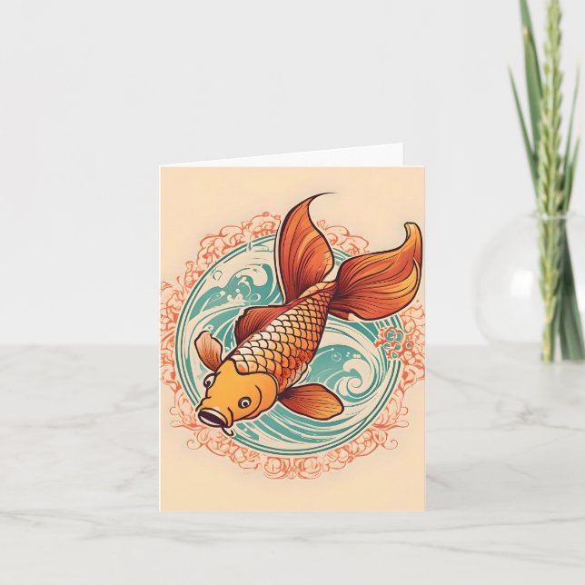 Koi Fish Study Um Cartão De Saudação Dobrado (Frente)