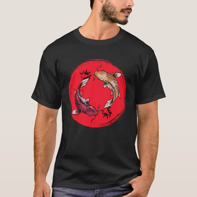 koi fish ying yang with bamboo camisetas Flag Japo (Frente)