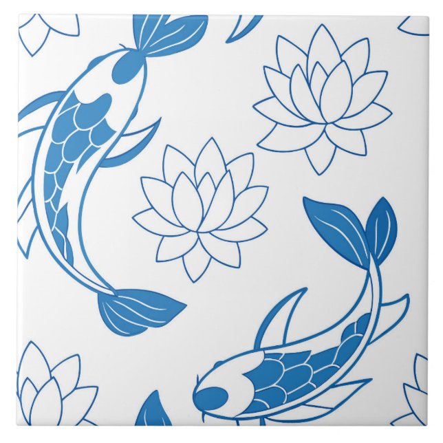 Koi Lotus Sonha Azulejo cerâmico (Frente)