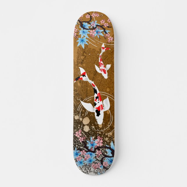 Koi Pond - madeira - Design japonês skateboard (Frente)