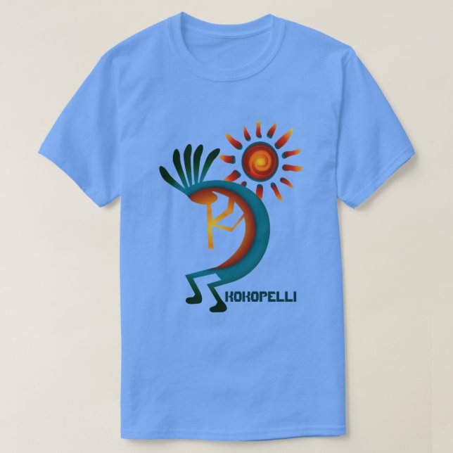 Kokopelli com camiseta Sun Blue (Frente do Design)
