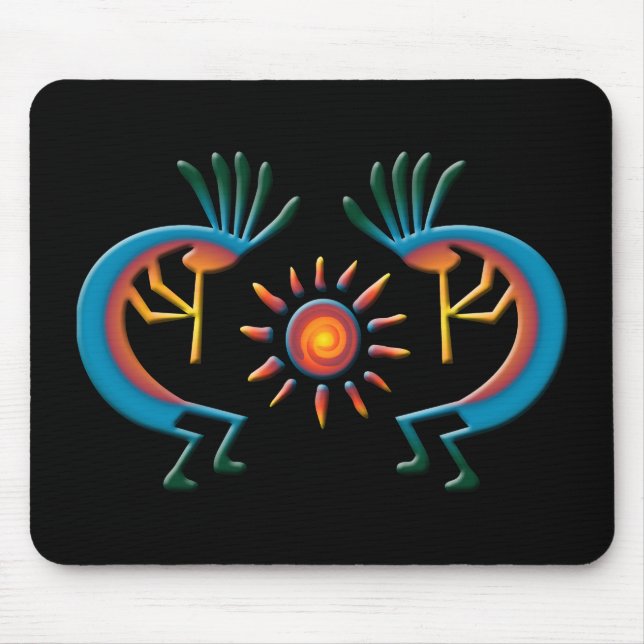Kokopelli com Sun Southwest Black Mousepad (Frente)