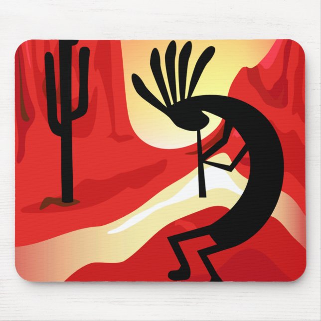 Kokopelli Desert Sunset Sudoeste Mousepad (Frente)