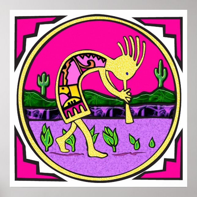 Kokopelli, Jogador de Flauta do Poster do Deserto (Frente)