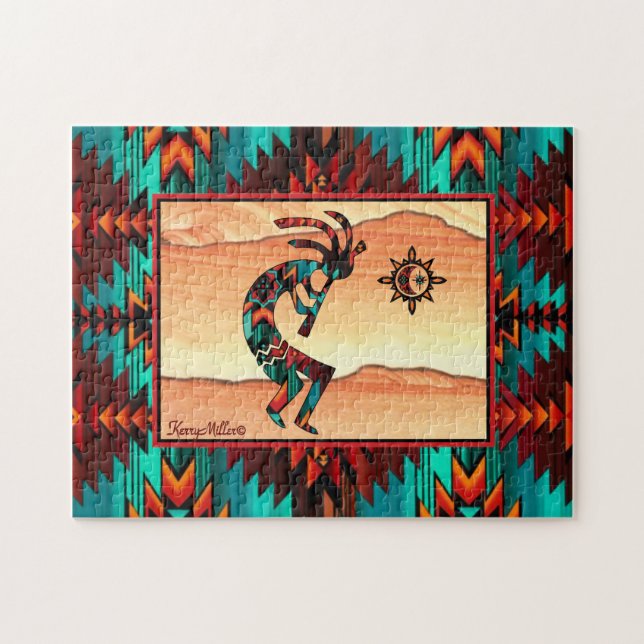 KOKOPELLI JOGANDO O QUEBRA-CABEÇA FLUTE JIGSAW (Horizontal)