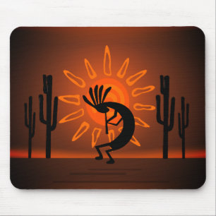 Kokopelli Southwest Rustic Brown Mousepad