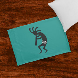 Kokopelli Southwest Teal E Travesseiro Negro