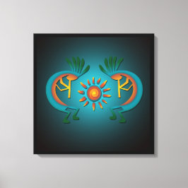 Kokopelli w Sun Teal Design Canvas