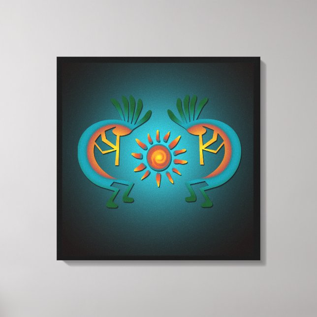 Kokopelli w Sun Teal Design Canvas (Frente)