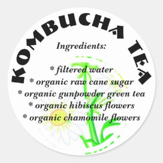 Kombucha Tea - Adesivos de Lista de Ingredientes P