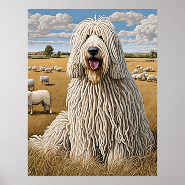 Komondor - Impressão de Arte Canina (Frente)