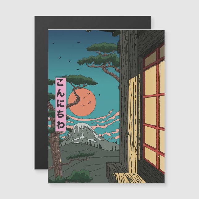 Konnichiwa Pôr do Sol Japonês (Frente/Verso)
