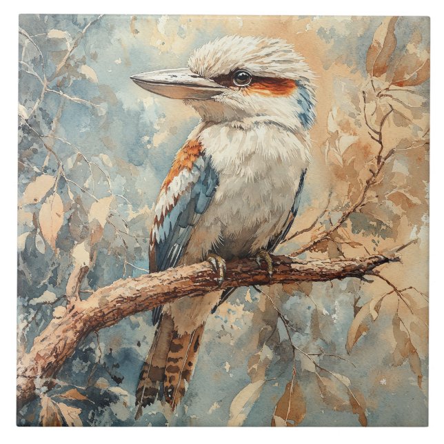 Kookaburra em uma Árvore Aquarela (Frente)