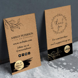 Kraft Brown Obrigado Cartões com Logotipo Personal