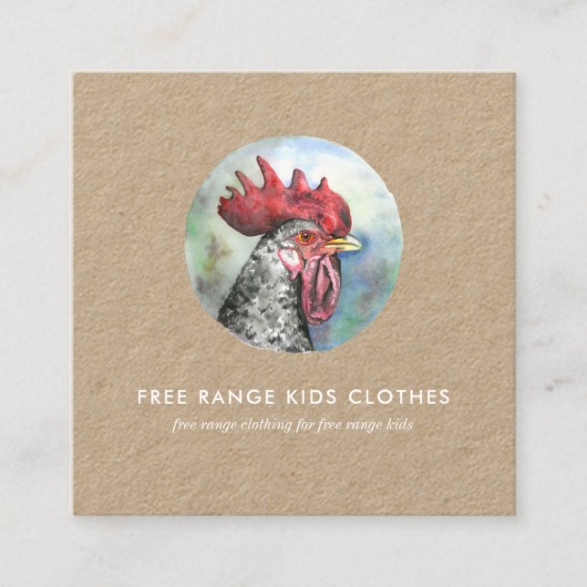 Kraft Cartão de visita | Ilustração do galo (Frente)