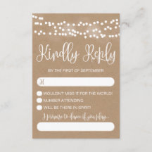 Kraft Lace e Lights Rustic Weding RSVP