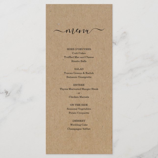 Kraft Menu para Casamento ou outra Ocasião Especia (Frente)
