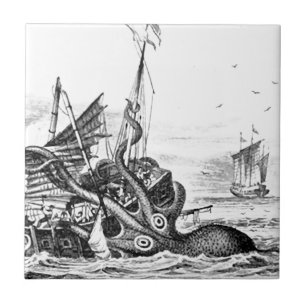 Kraken/polvo Eatting um navio de pirata,