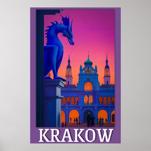 Krakow Poster - Relógio do Dragão sobre o Cloth Ha (Frente)