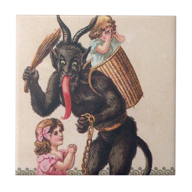 Krampus Assustando Meninas Vintage Natal (Frente)