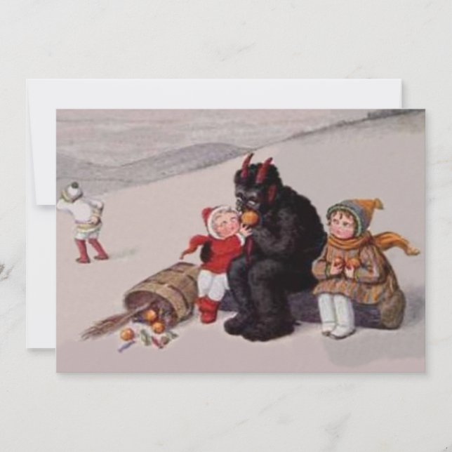 Krampus Brincando Com Crianças Na Neve (Frente)
