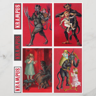 Krampus Cartões Postais Vitorianos Antigos