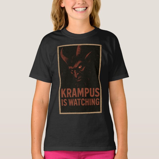 Krampus Está Observando – Camisa de Natal de Terro (Frente)