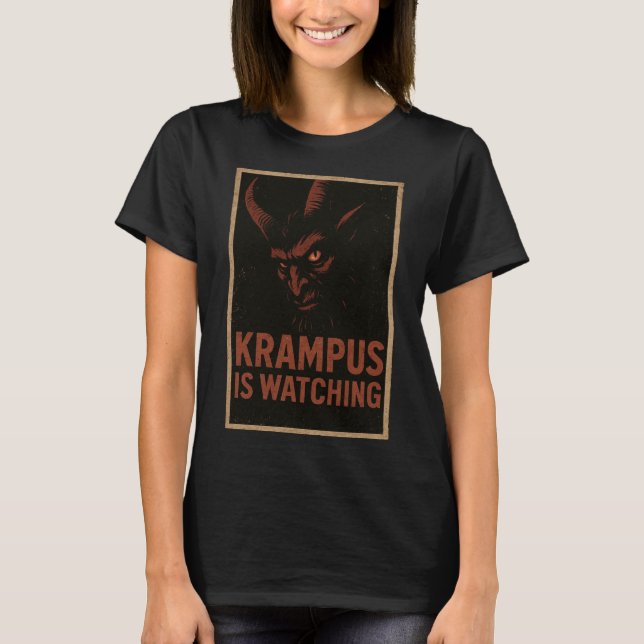 Krampus Está Observando – Camiseta de Natal de Ter (Frente)