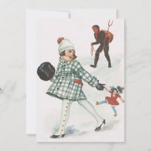 Krampus Perseguindo uma Menina com Boneca