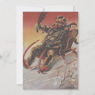 Krampus sequestrando crianças trenó