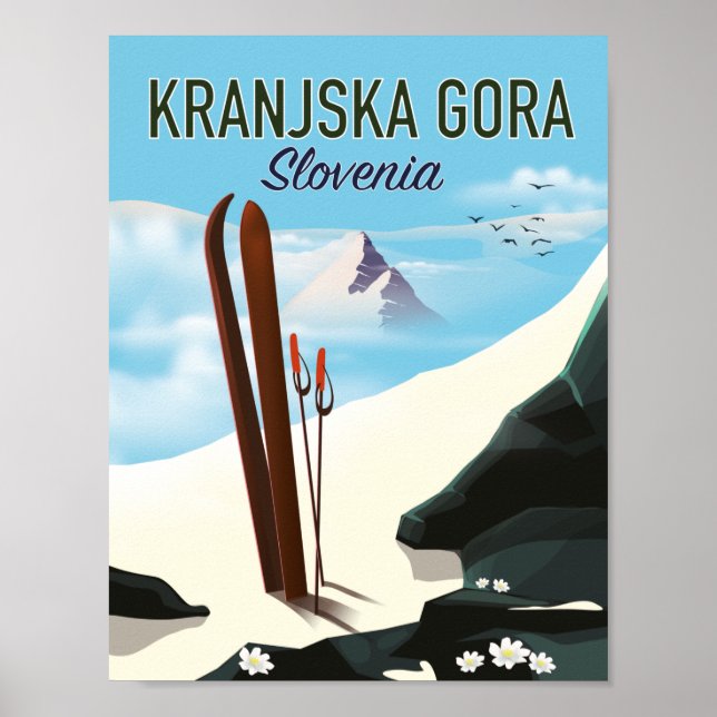 Kranjska Gora Eslovênia - poster de esqui (Frente)